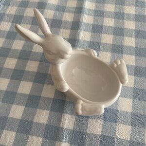 Vintage Pottery Barn White Ceramic Easter Bunny Dish